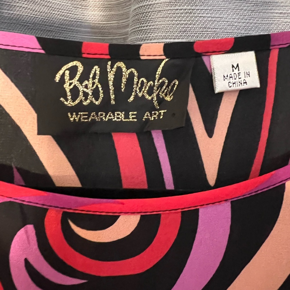 Bob Mackie Vibrant Colorful Swirl Print Blouse Wearable Art Classy Icon 70’s - Picture 3 of 4
